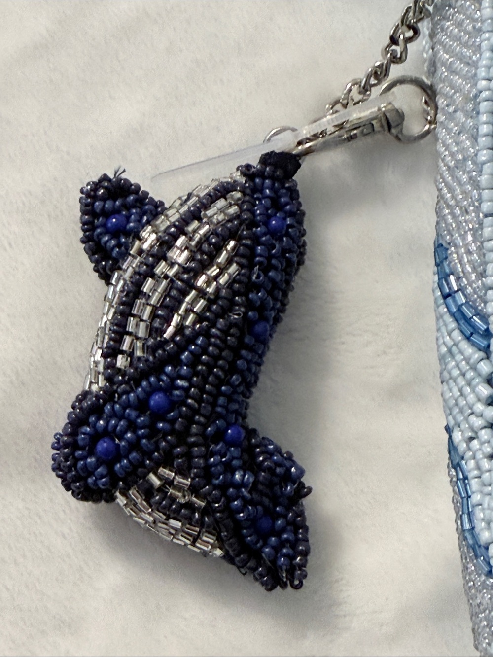 Handcrafted in India Beaded Whale Light Blue Shoulder Bag - Picture 3 of 6